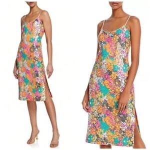 NWT Milly Annie Floral Sequin Midi Dress